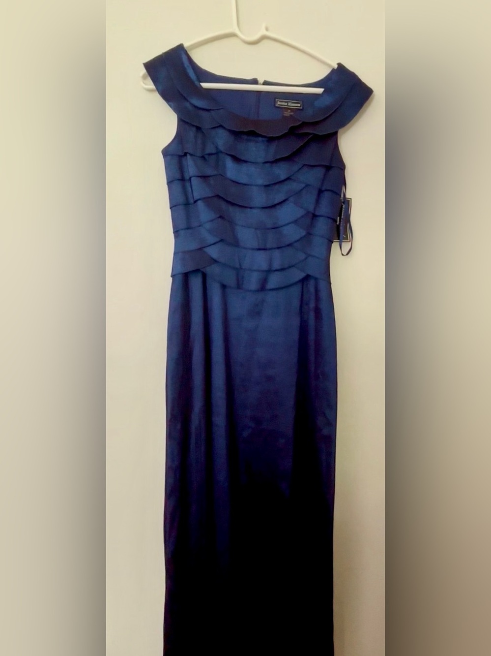 Jessica Howard Navy Strapless Tiered Bodice Evening Gown